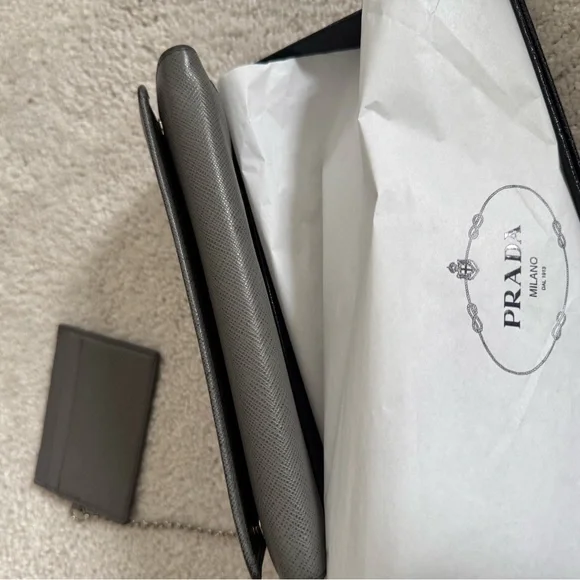 Prada Saffiano Leather Gray Wallet - Picture 5 of 16